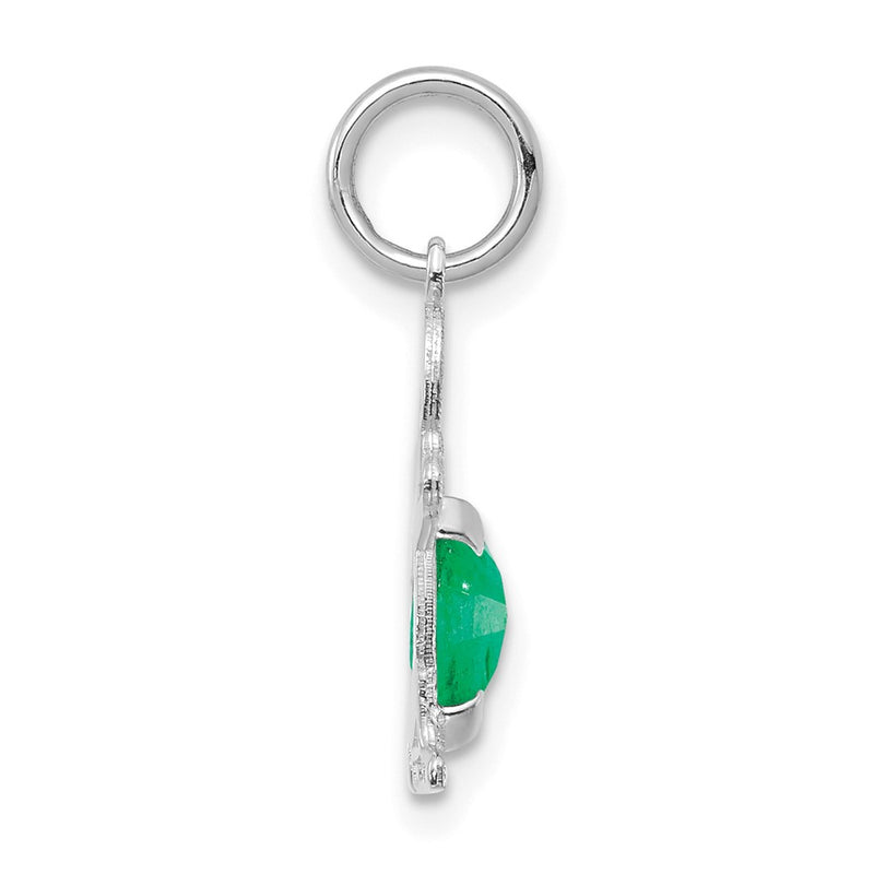 14k White Gold 14K White Gold Boy 6x4 Oval Genuine Emerald-May