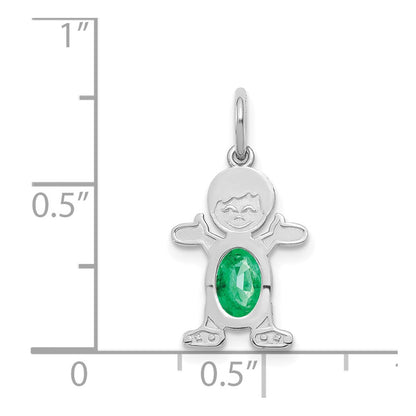 14k White Gold 14K White Gold Boy 6x4 Oval Genuine Emerald-May
