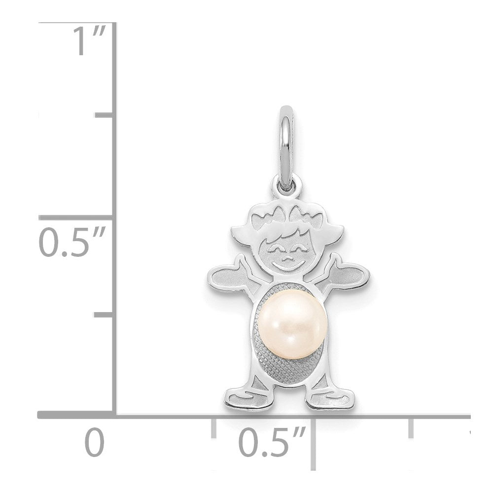 14k White Gold 14K White Gold Girl 4mm FW Cultured Pearl-June