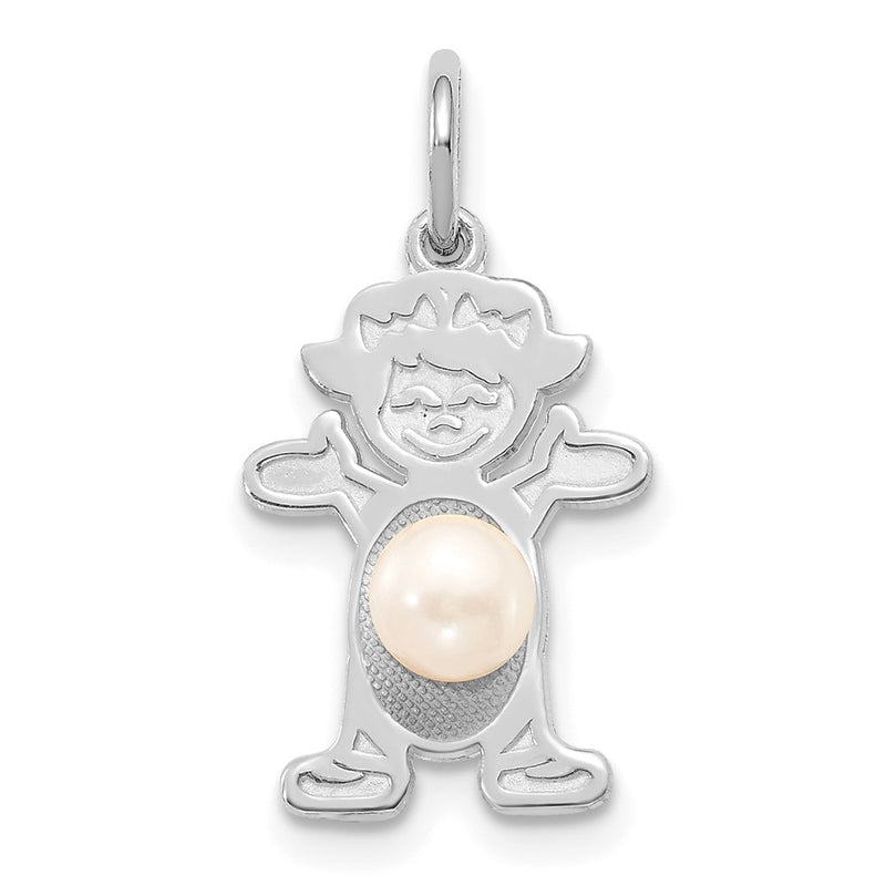 14k White Gold 14K White Gold Girl 4mm FW Cultured Pearl-June