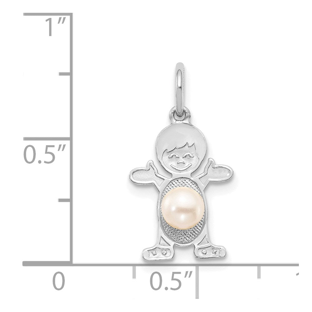 14k White Gold 14K White Gold Boy 4mm FW Cultured Pearl-June