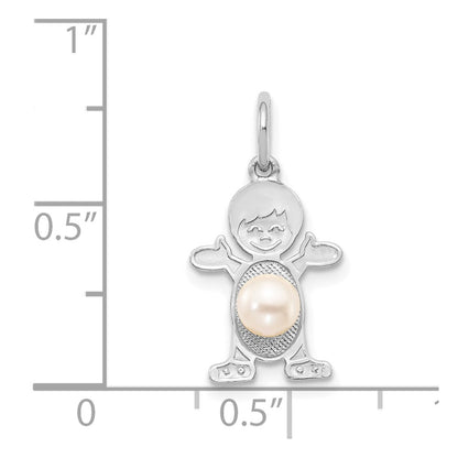 14k White Gold 14K White Gold Boy 4mm FW Cultured Pearl-June