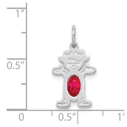 14k White Gold 14K White Gold Girl 6x4 Oval Genuine Ruby-July