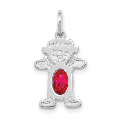 14k White Gold 14K White Gold Girl 6x4 Oval Genuine Ruby-July