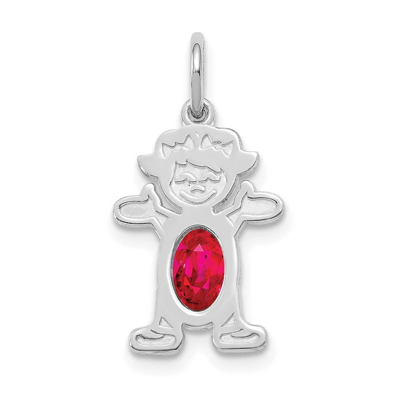 14k White Gold 14K White Gold Girl 6x4 Oval Genuine Ruby-July