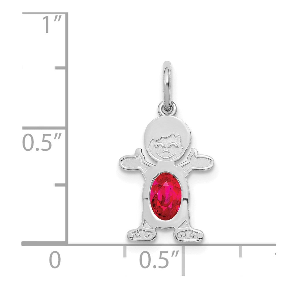 14k White Gold 14K White Gold Boy 6x4 Oval Genuine Ruby-July