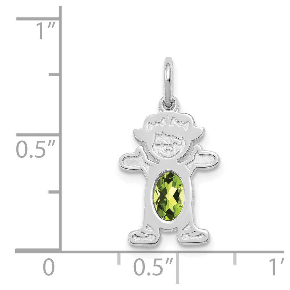 14k White Gold 14K White Gold Girl 6x4 Oval Genuine Peridot-August