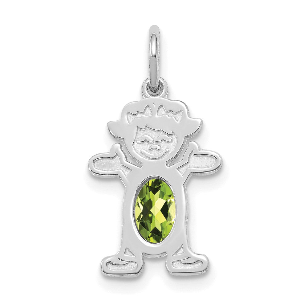 14k White Gold 14K White Gold Girl 6x4 Oval Genuine Peridot-August