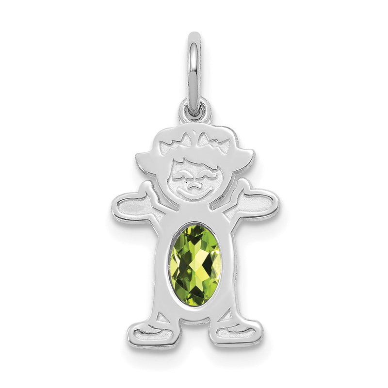14k White Gold 14K White Gold Girl 6x4 Oval Genuine Peridot-August