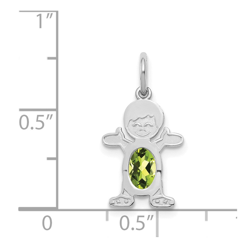 14k White Gold 14K White Gold Boy 6x4 Oval Genuine Peridot-August