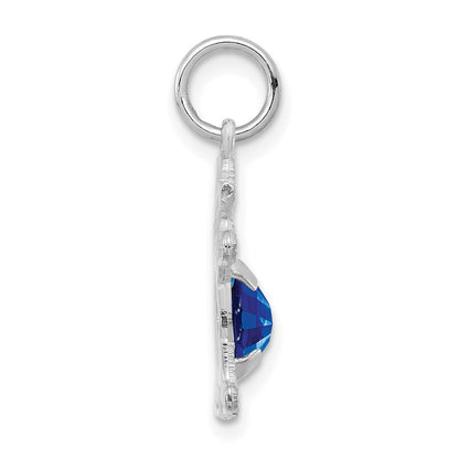14K White Gold Girl 6X4 Oval Genuine Sapphire September