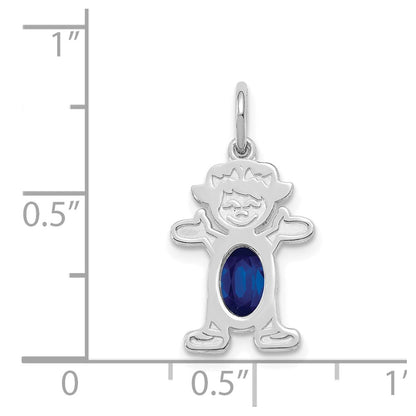 14K White Gold Girl 6X4 Oval Genuine Sapphire September