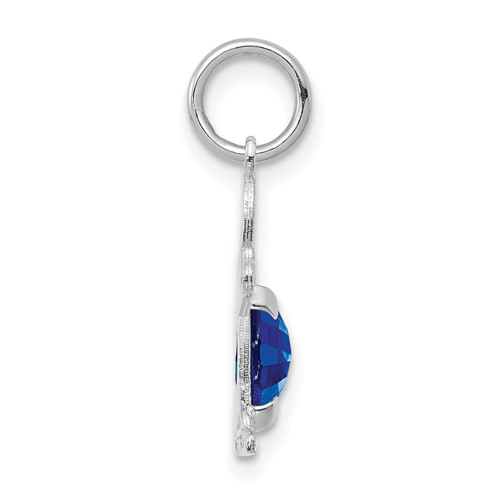 14k White Gold 14K White Gold Boy 6x4 Oval Genuine Sapphire-September