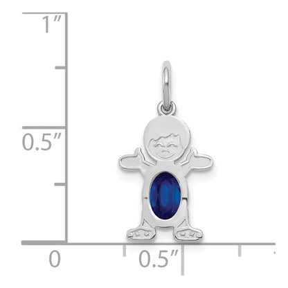 14k White Gold 14K White Gold Boy 6x4 Oval Genuine Sapphire-September