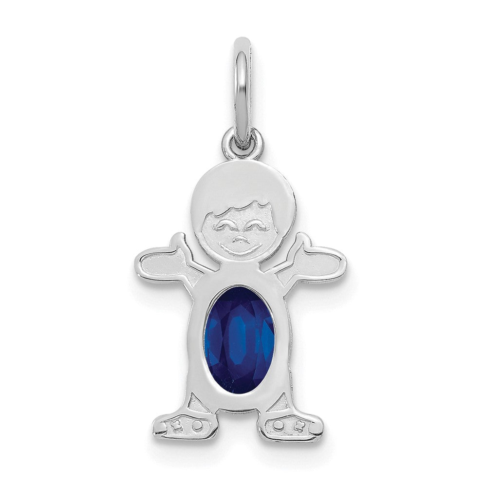 14k White Gold 14K White Gold Boy 6x4 Oval Genuine Sapphire-September