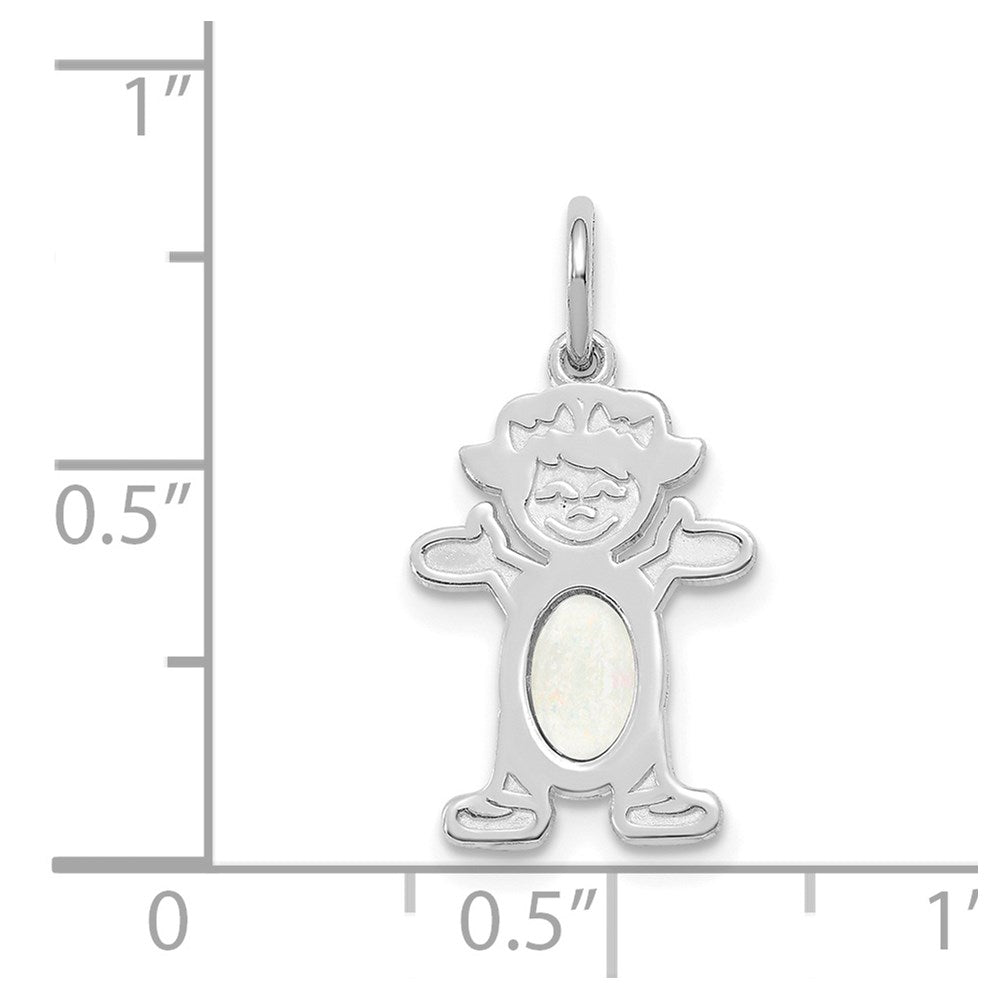 14k White Gold 14K White Gold Girl 6x4 Oval Genuine Opal-October
