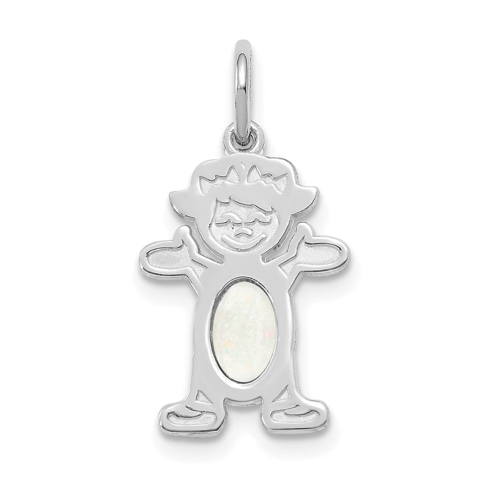 14k White Gold 14K White Gold Girl 6x4 Oval Genuine Opal-October