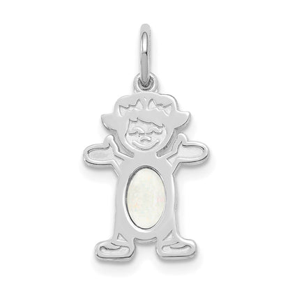 14k White Gold 14K White Gold Girl 6x4 Oval Genuine Opal-October