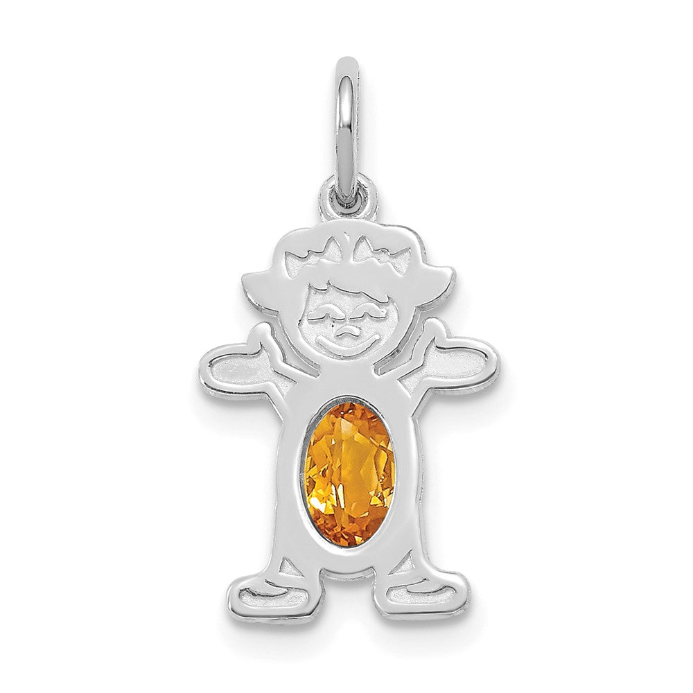 14k White Gold 14K White Gold Girl 6x4 Oval Genuine Citrine-November