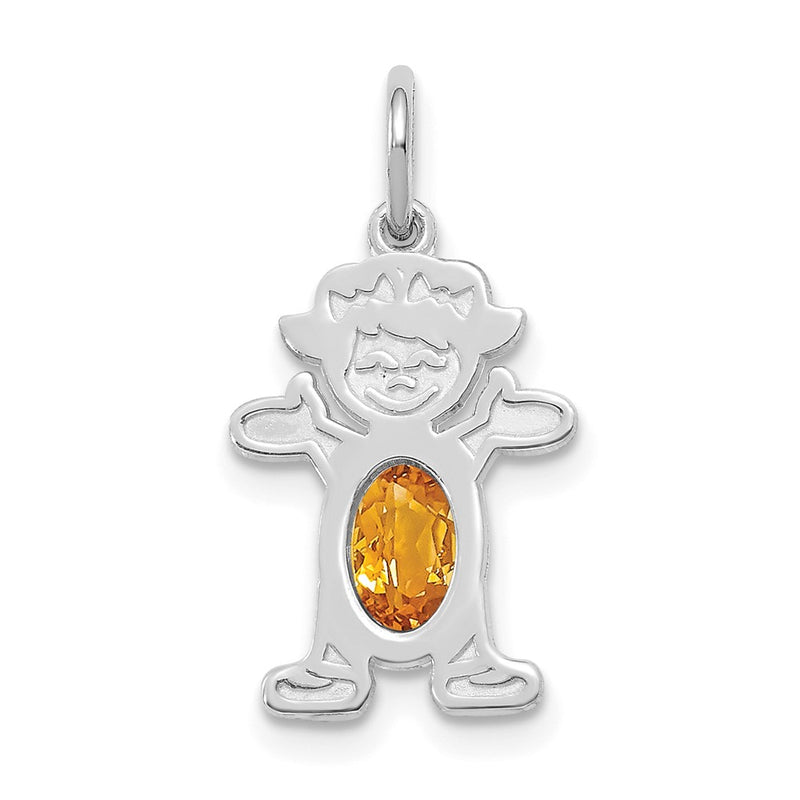14k White Gold 14K White Gold Girl 6x4 Oval Genuine Citrine-November