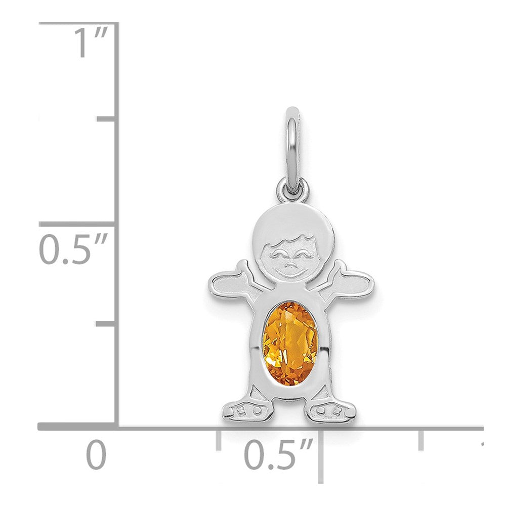 14k White Gold 14K White Gold Boy 6x4 Oval Genuine Citrine-November