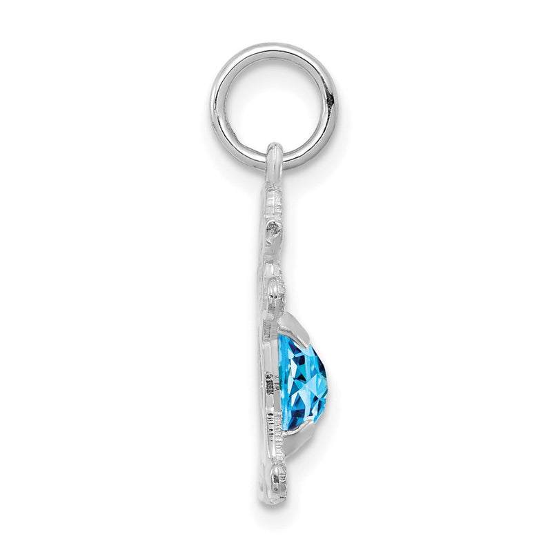 14k White Gold 14K White Gold Girl 6x4 Oval Genuine Blue Topaz-December