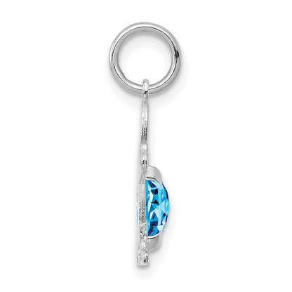 14k White Gold 14K White Gold Boy 6x4 Oval Genuine Blue Topaz-December