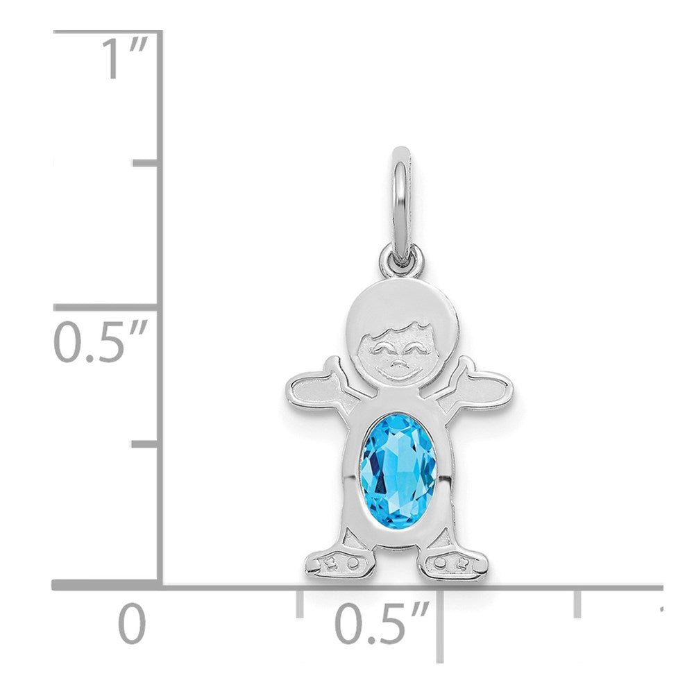 14k White Gold 14K White Gold Boy 6x4 Oval Genuine Blue Topaz-December