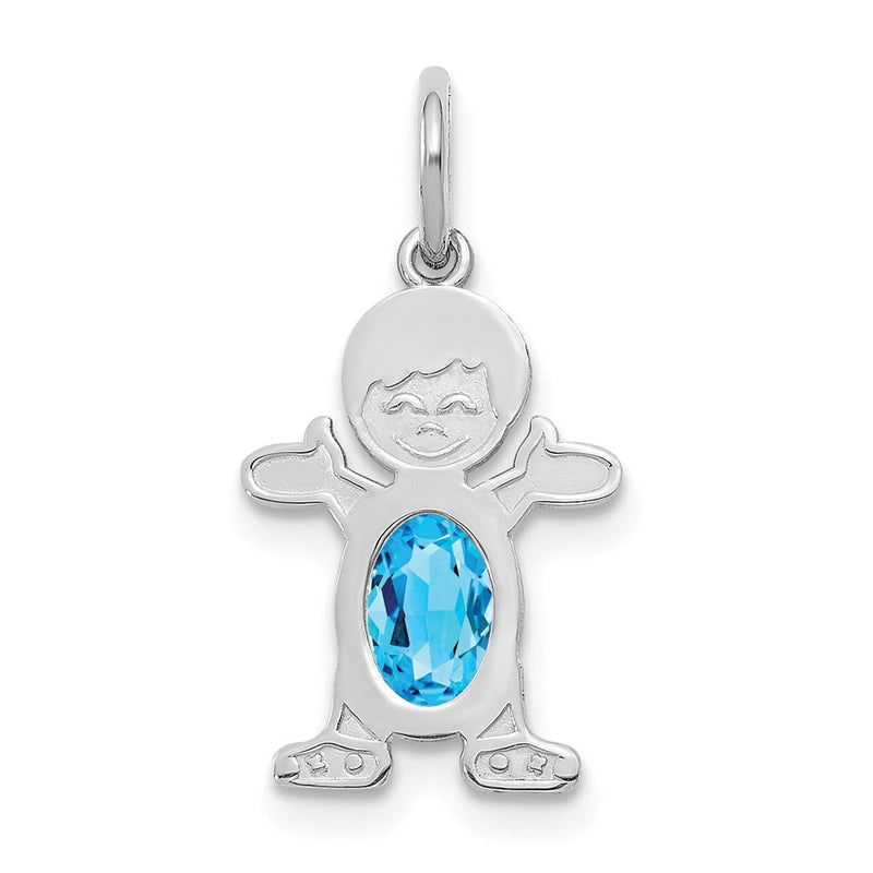 14k White Gold 14K White Gold Boy 6x4 Oval Genuine Blue Topaz-December