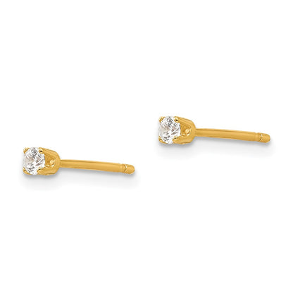 14K Yellow Gold 2.25mm Cz Stud Earrings