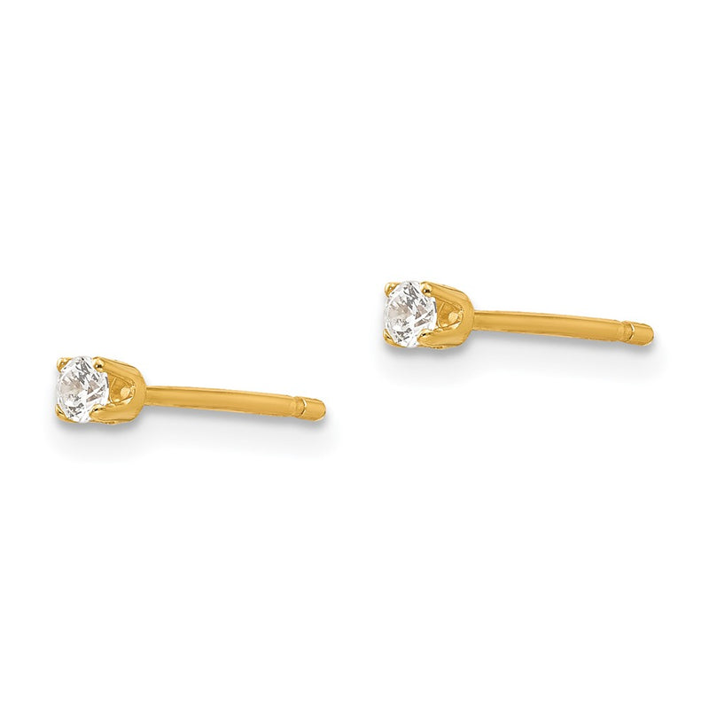 14K Yellow Gold 2.25mm Cz Stud Earrings