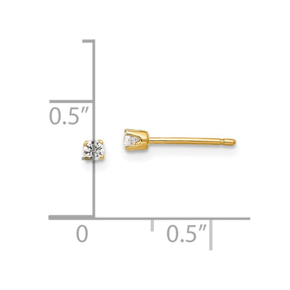 14K Yellow Gold 2.25mm Cz Stud Earrings