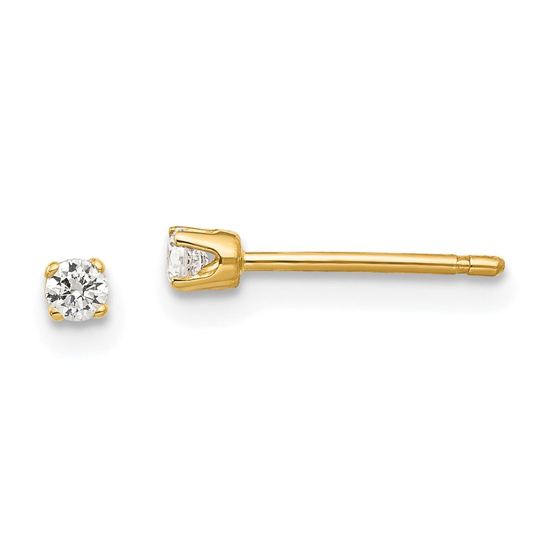 14K Yellow Gold 2.25mm Cz Stud Earrings