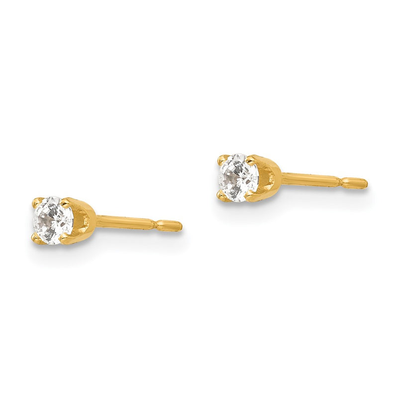 14K Yellow Gold 2.75mm Cz Stud Earrings