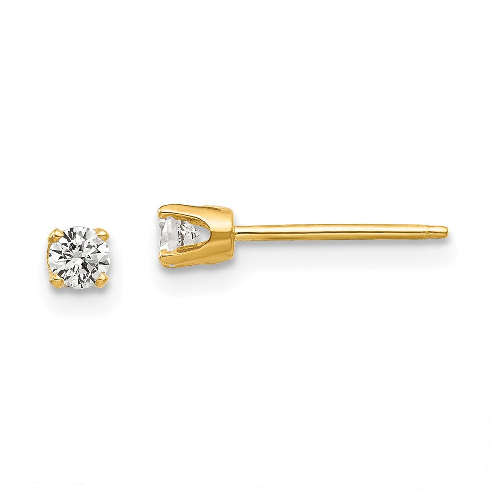 14K Yellow Gold 2.75mm Cz Stud Earrings