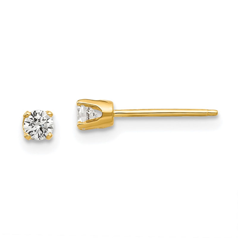 14K Yellow Gold 2.75mm Cz Stud Earrings