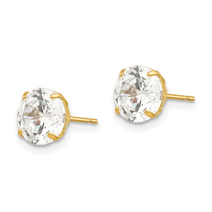 14K Yellow Gold 7mm Round Cz Post Earrings