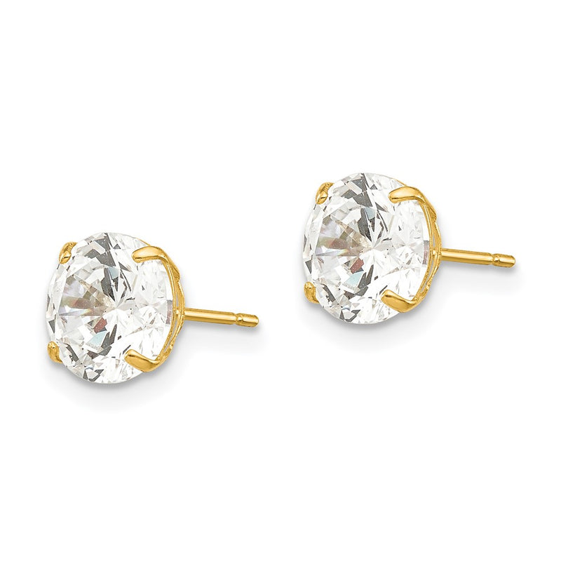 14K Yellow Gold 7mm Round Cz Post Earrings