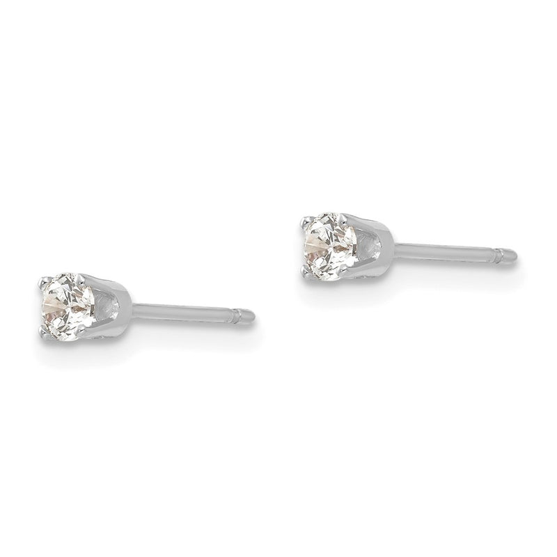 14K White Gold 3mm Cz Stud Earrings
