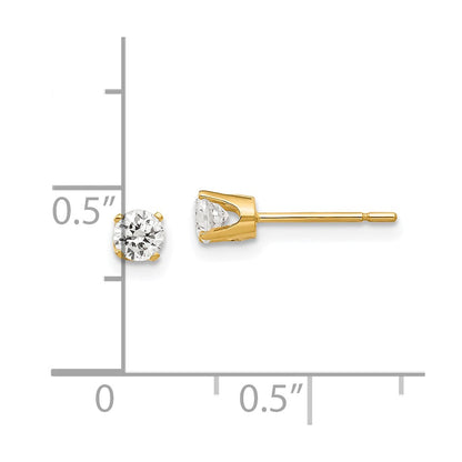 14K Yellow Gold 3.5mm Cz Stud Earrings