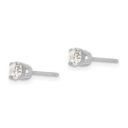 14K White Gold 3.75mm Cz Stud Earrings