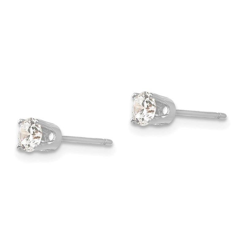 14K White Gold 3.75mm Cz Stud Earrings