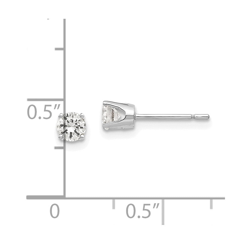 14K White Gold 3.75mm Cz Stud Earrings