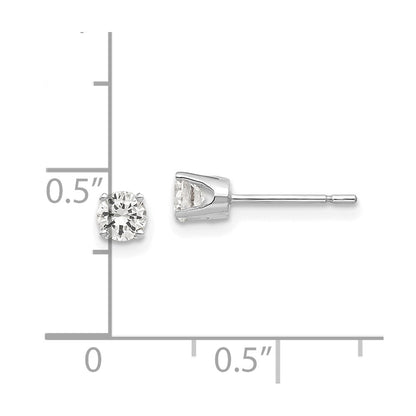 14K White Gold 3.75mm Cz Stud Earrings