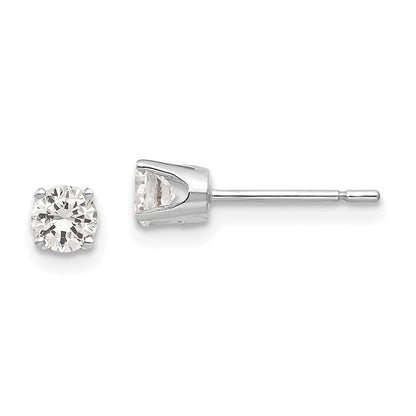 14K White Gold 3.75mm Cz Stud Earrings