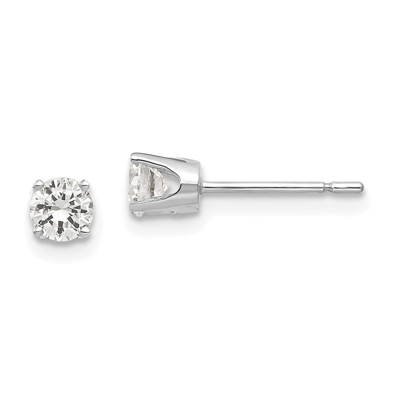 14K White Gold 3.75mm Cz Stud Earrings