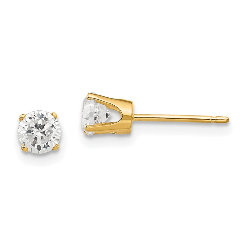 14K Yellow Gold 4.25mm Cz Stud Earrings