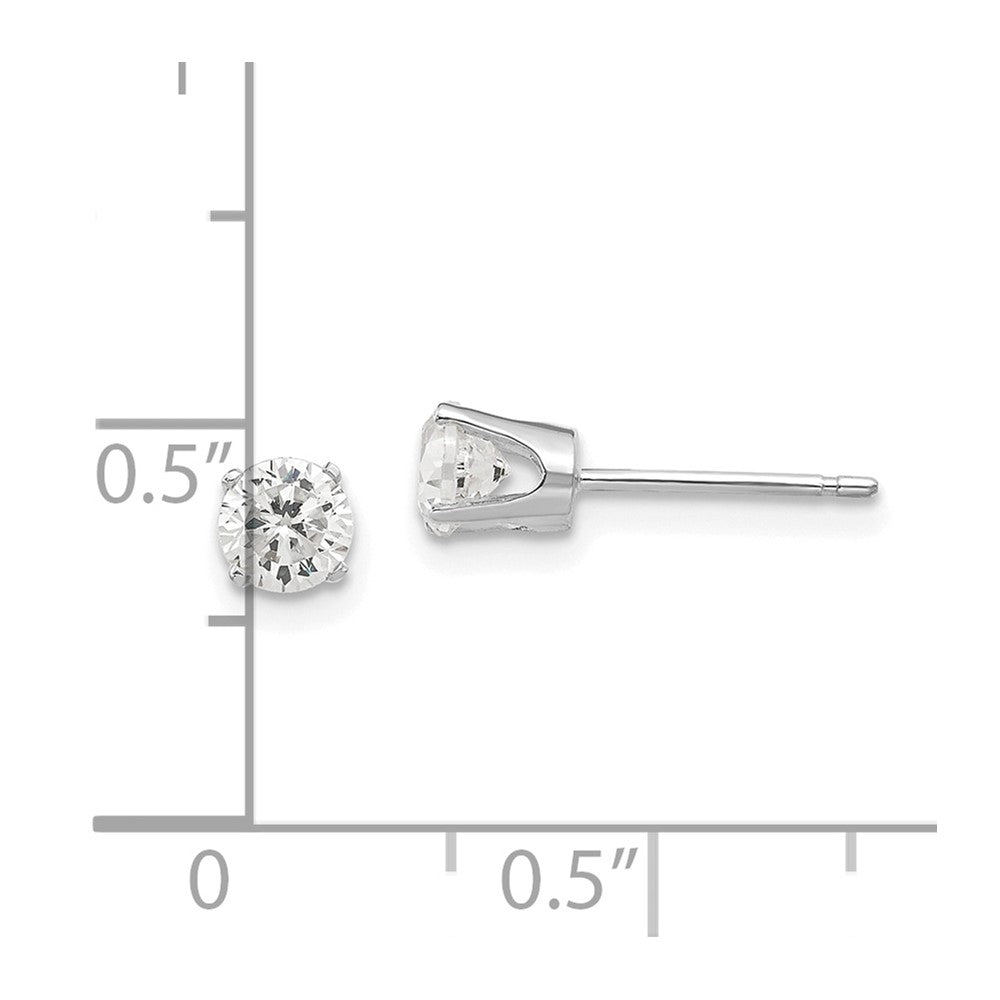 14K White Gold 4.25mm Cz Stud Earrings