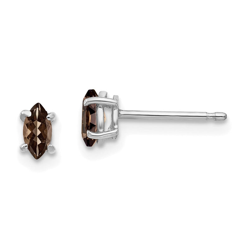 14k White Gold 5X2.5mm Marquise Smok Yellow Gold Quartz Earring