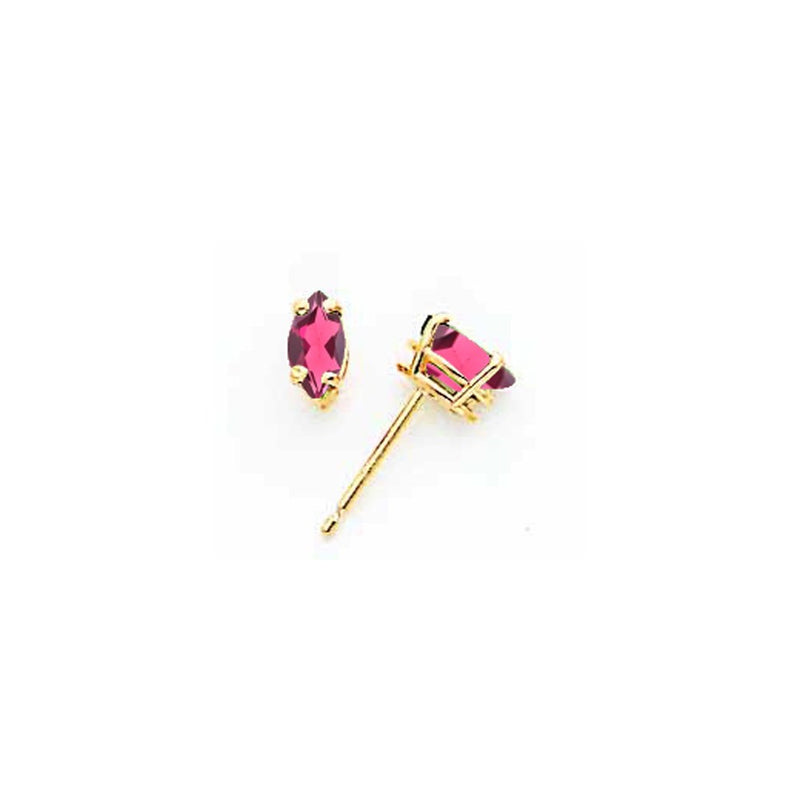 14K Yellow Gold 6x3mm Marquise Rhodolite Garnet Earring